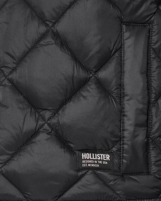 Hollister Black Ultimate Diamond-quilted Puffer Vest for men