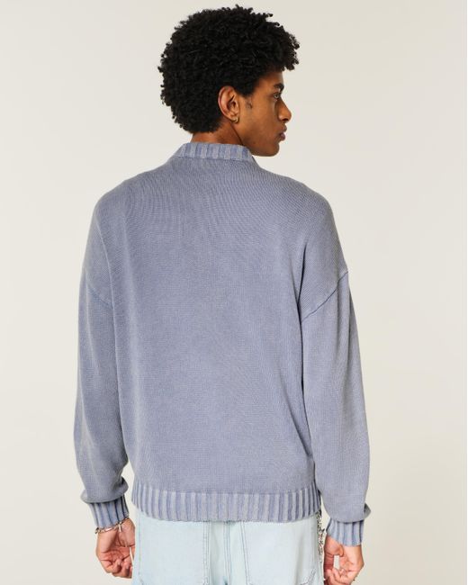 Hollister Blue Boxy Graphic Crew Sweater for men
