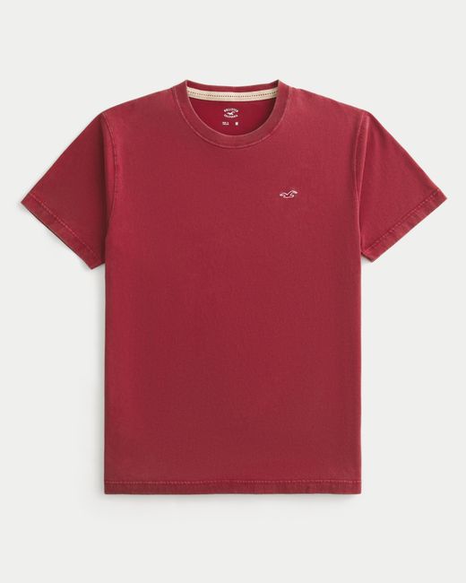 Hollister Red Cotton Icon Crew T-shirt for men