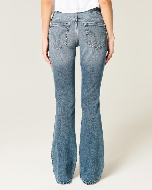 Hollister Blue Low-rise Distressed Medium Wash Bootcut Jeans