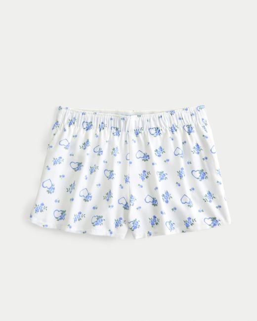 Hollister Blue Foldover Waist Flannel Boxer Shorts