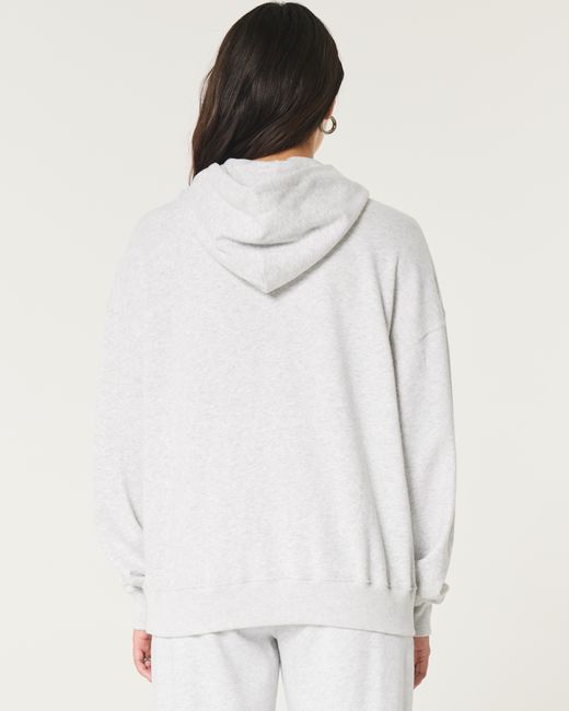 Hollister White Oversized-Hoodie aus Frottee