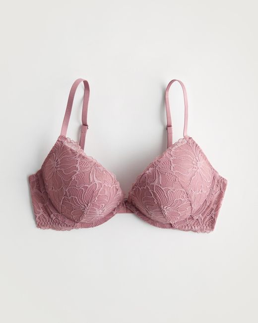 Hollister Pink Gilly Hicks Lace Push-up Plunge Bra