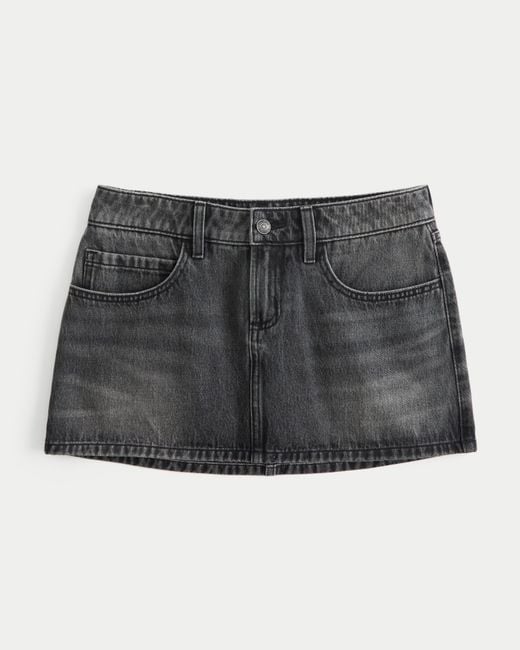 Hollister Low-rise Washed Black Denim Mini Skort