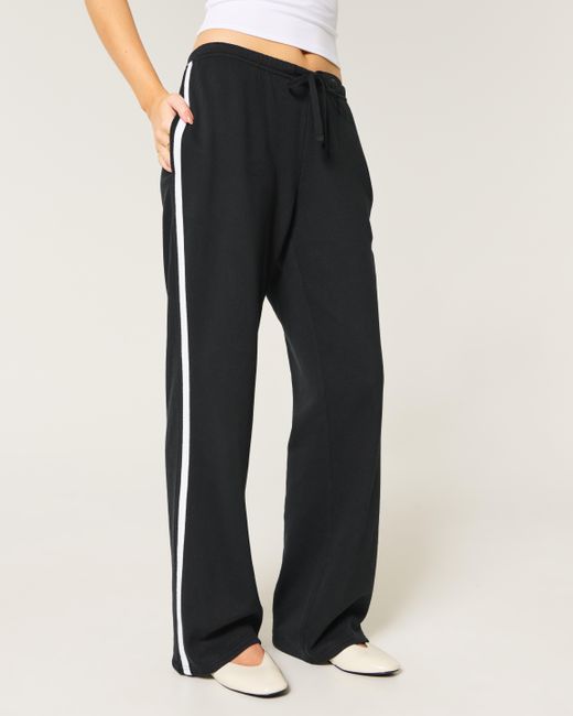 Hollister Black Gerade geschnittene Jogginghose mit Seitenstreifen