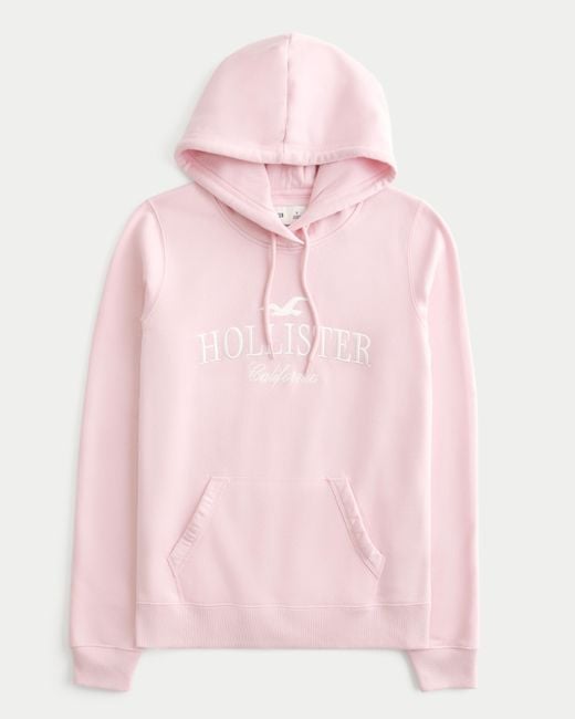 Hollister Pink Oversized Logo Graphic Hoodie