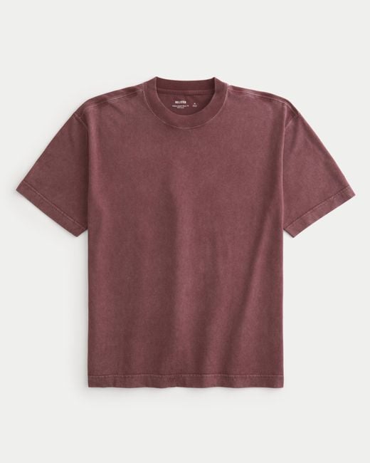 Hollister Red Heavyweight Boxy Crew T-shirt for men