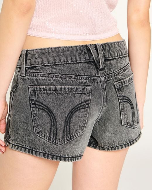 Hollister Gray Low-rise Grey Denim Mini Shorts