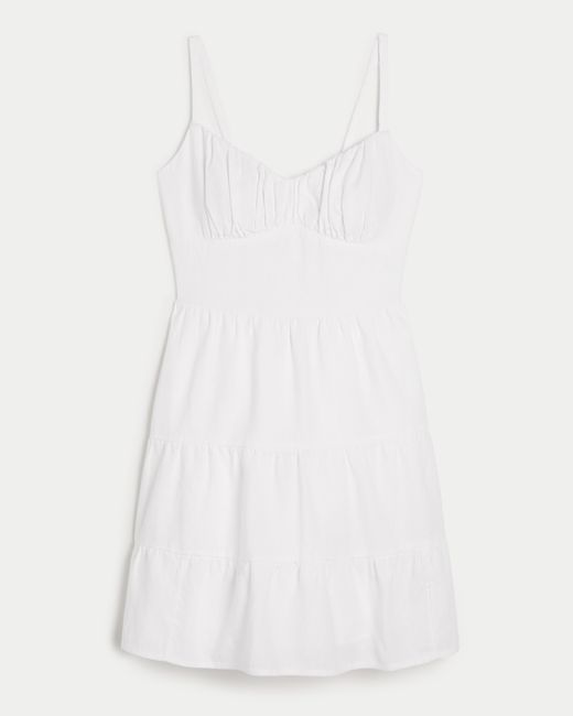 Hollister White Open Back Linen Blend Mini Dress