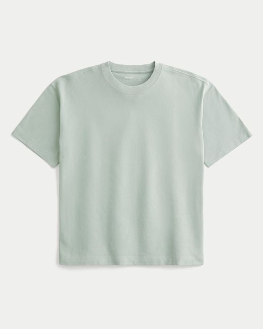 Hollister Blue Boxy Heavyweight Cotton Crew T-shirt for men