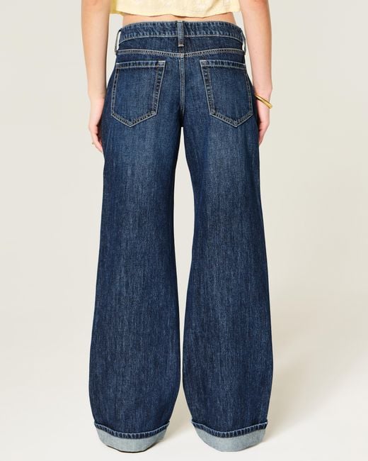 Hollister Blue Low-rise Dark Wash Baggy Jeans
