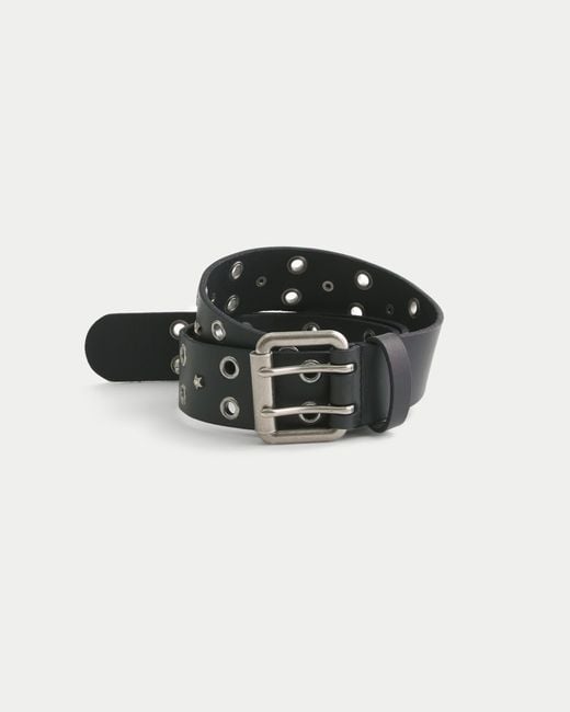 Hollister Black Star-studded Leather Belt for men