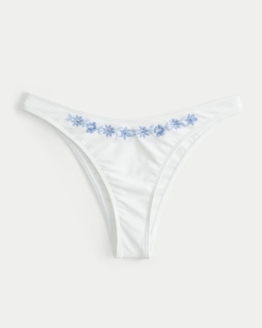 Hollister Blue Embroidered High-leg Cheekiest Bikini Bottom