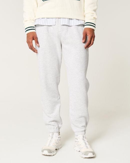 Hollister White Relaxed Fleece Joggers for men