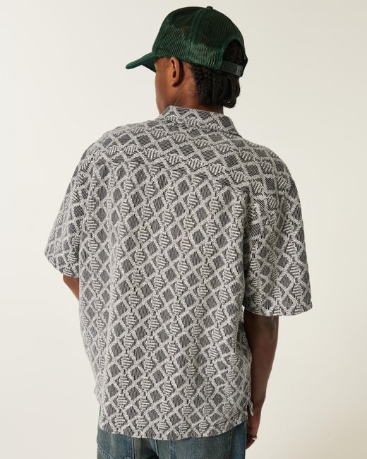 Hollister Kurzärmeliges kastiges Hemd im Häkel-Stil in Gray für Herren