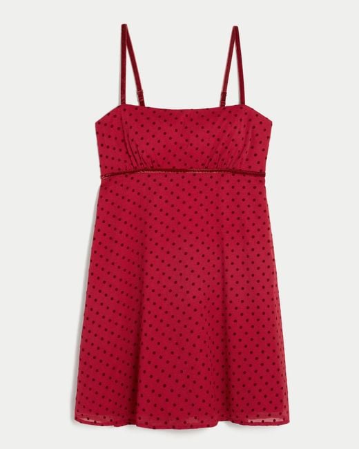 Hollister Red Chiffon Babydoll Mini Dress