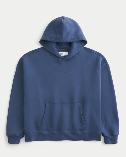 Hollister Blue Hollister Feel Good Super Boxy Logo Hoodie for men