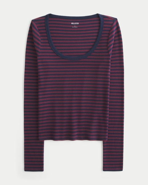 Hollister Purple Long-sleeve Scoop Top