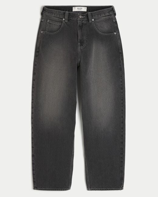 Hollister Gray Washed Black H Applique Skater Baggy Jeans for men