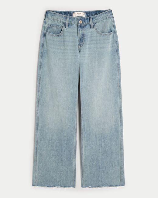 Hollister Blue Low-rise Light Wash Comfort Waistband Baggy Jeans