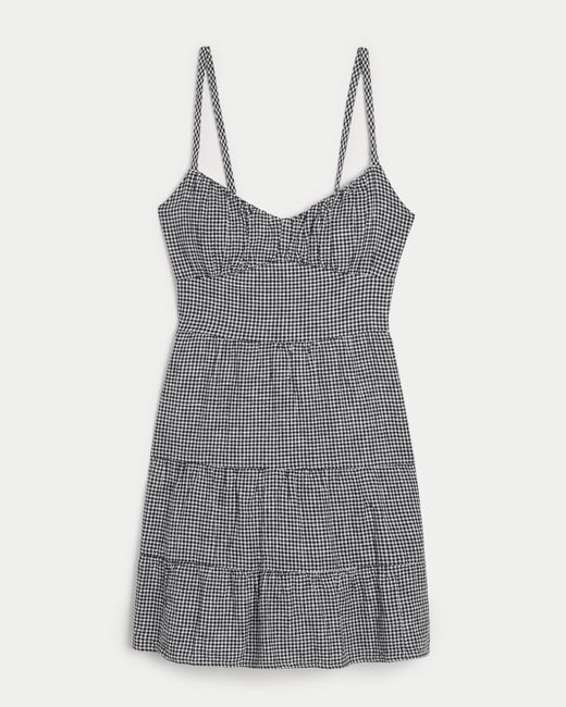 Hollister Gray Open Back Linen Blend Mini Dress