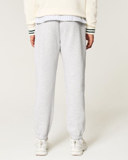 Hollister White Relaxed Fleece Joggers for men
