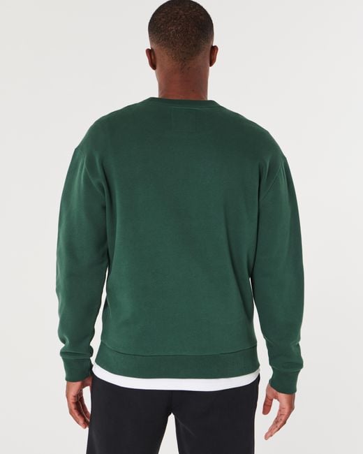 Hollister Green Relaxed Mickey Mouse Graphic Crew Sweatshirt for men