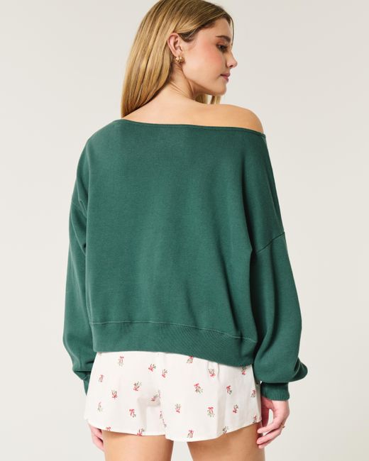 Hollister Green Mini Mickey And Minnie Mouse Graphic Sweatshirt