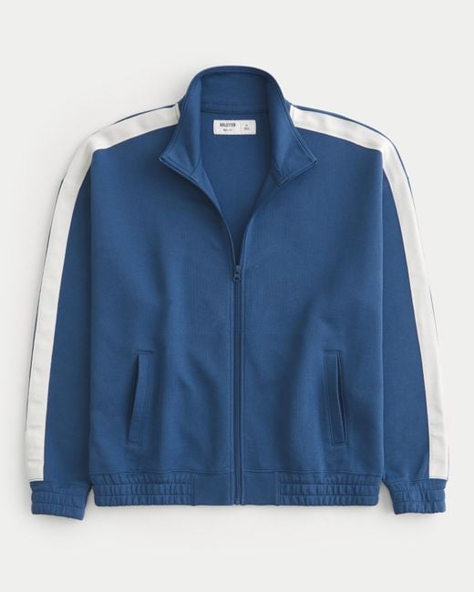 Hollister Blue Boxy Fleece Track Jacket for men