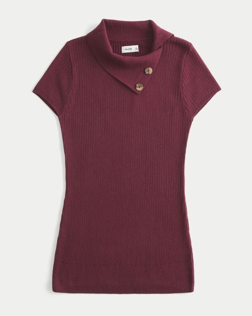 Hollister Purple Short-sleeve Tunic Sweater