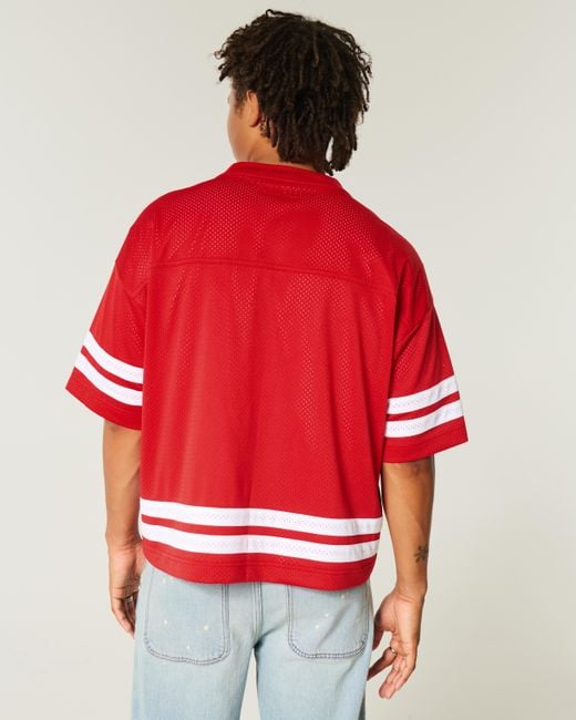 Hollister Red Baggy Crop Football Jersey for men