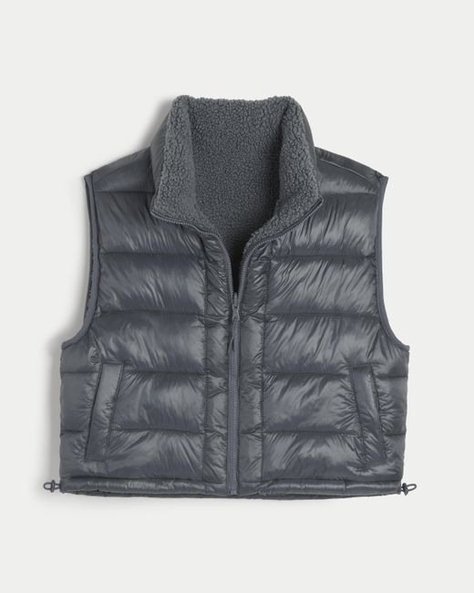 Hollister Gray Gilly Hicks Sherpa-lined Reversible Vest