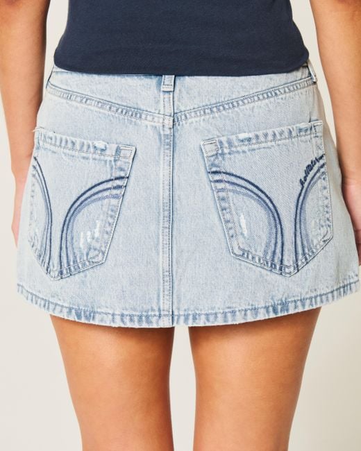 Hollister Blue Low Rise Jeans-Mini-Skort in heller Waschung