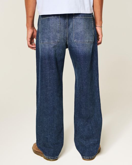 Hollister Blue Dark Wash Baggy Jeans for men