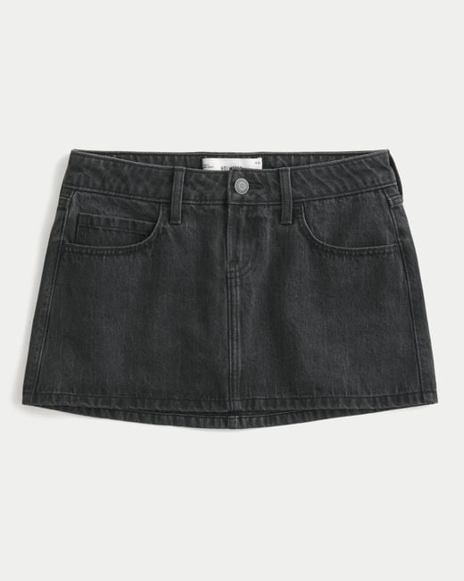 Hollister Black Curvy Low-rise Denim Mini Skort
