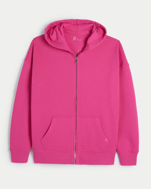 Hollister Pink Gilly Hicks Oversized Zip-up Hoodie