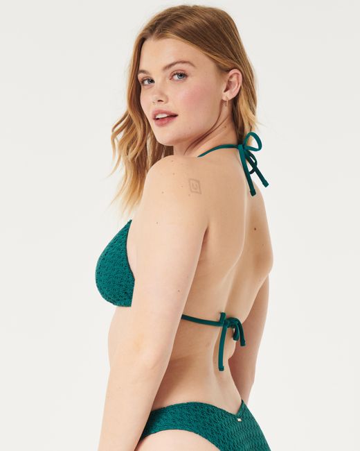 Hollister Green Triangel-Bikinioberteil mit Häkeldesign