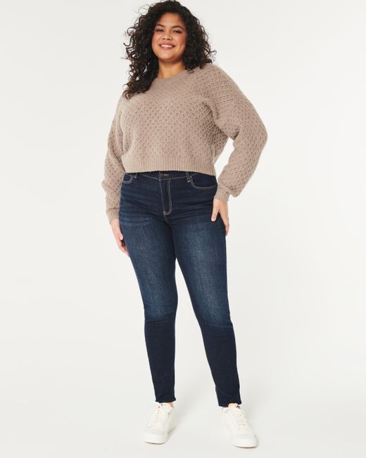 Hollister Blue Curvy High Rise Super Skinny Jeans in dunkler Waschung