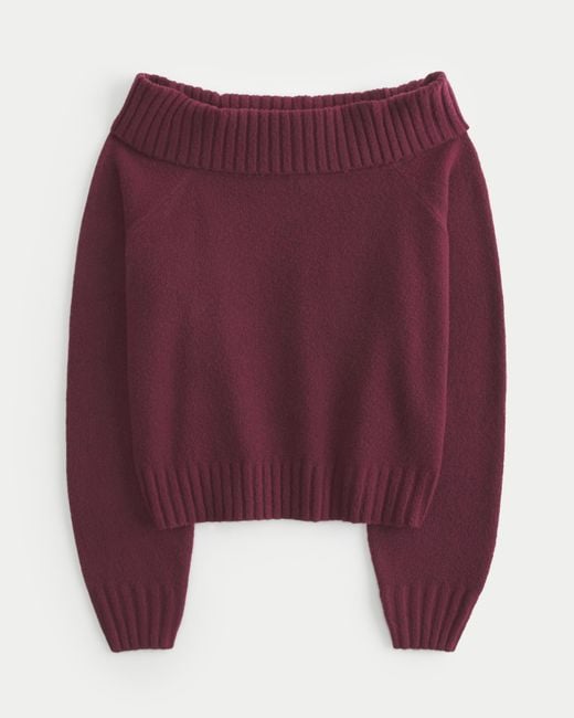 Hollister Purple Easy Foldover Off-the-shoulder Sweater