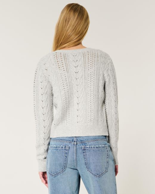 Hollister White Fy Cloud Cable-knit Cardigan