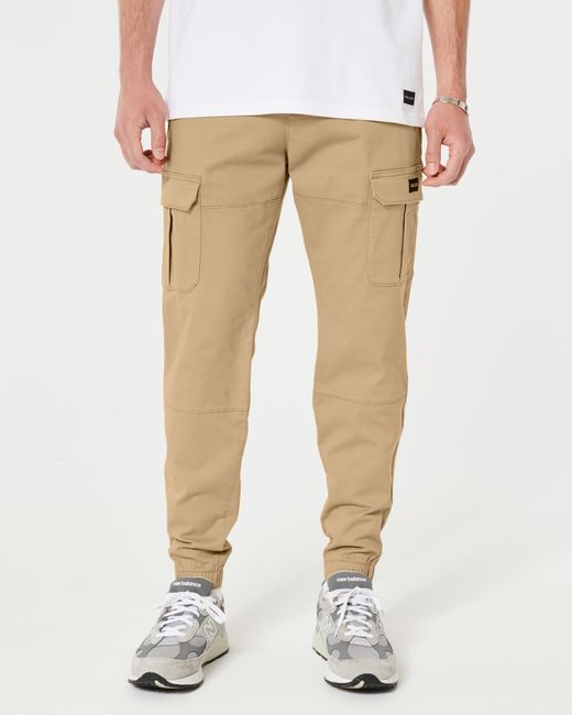 Hollister Natural Twill Cargo Joggers for men