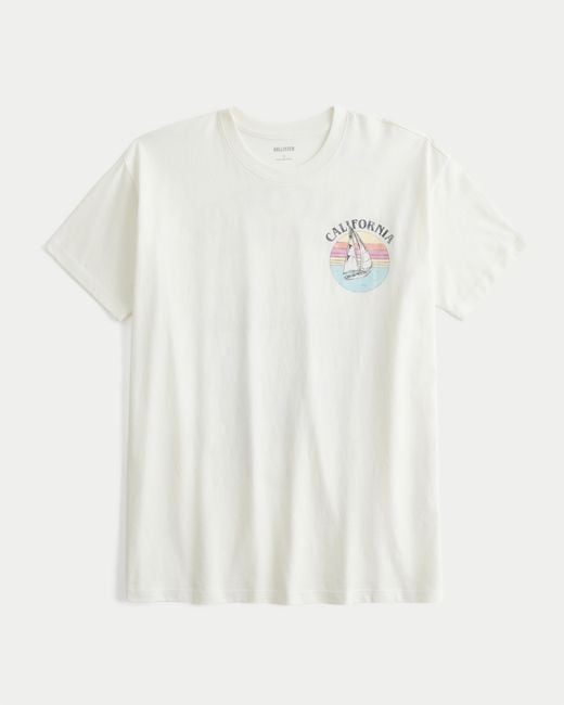 Hollister White Oversized T-Shirt mit California Sailing Club Print
