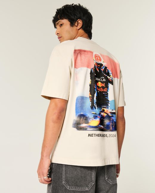Hollister Blue Boxy Heavyweight Oracle Red Bull Racing Graphic Tee for men