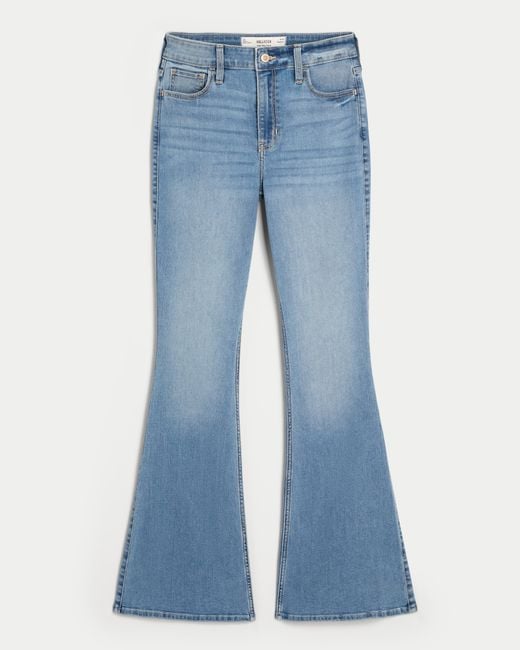 Hollister Blue High-rise Medium Wash Flare Jeans