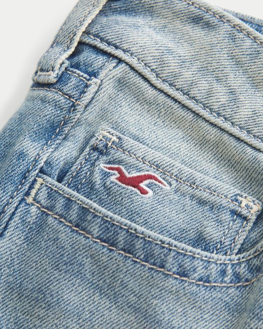 Hollister Blue Low-rise Medium Wash Tab Waist Y2k Bootcut Jeans