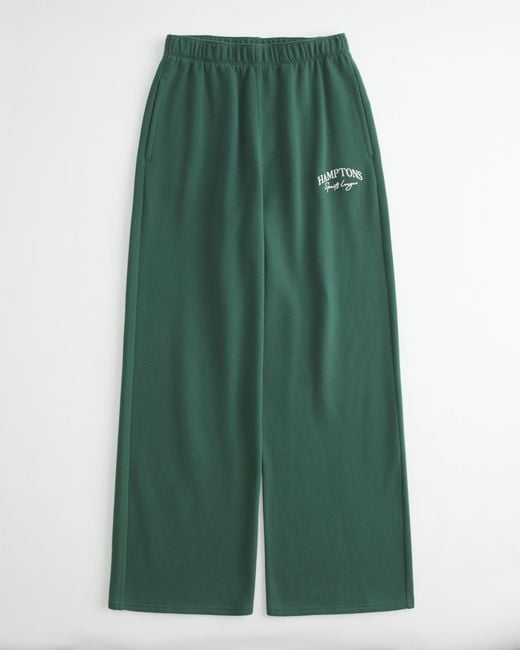 Hollister Green Hamptons Sports League Graphic Wide-leg Sweatpants