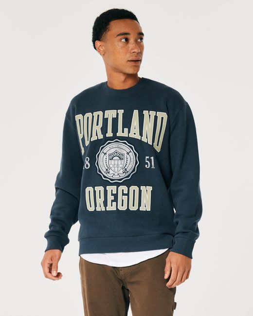 Hollister Lässiges Sweatshirt mit Portland-Grafik in Blue für Herren