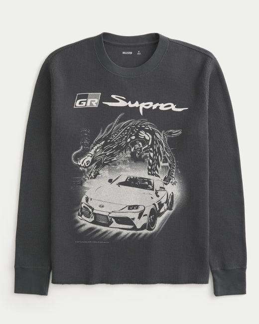 Hollister Gray Thermal Long-sleeve Toyota Supra Graphic Tee for men