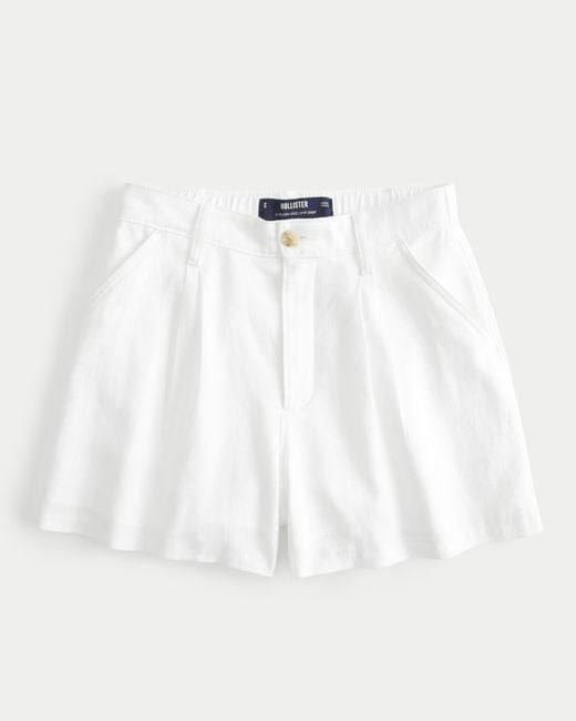 Hollister White Hollister Livvy Ultra High-rise Linen-blend Shorts