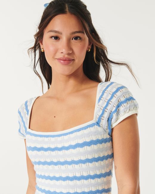 Hollister Blue Crochet-style Mini Dress